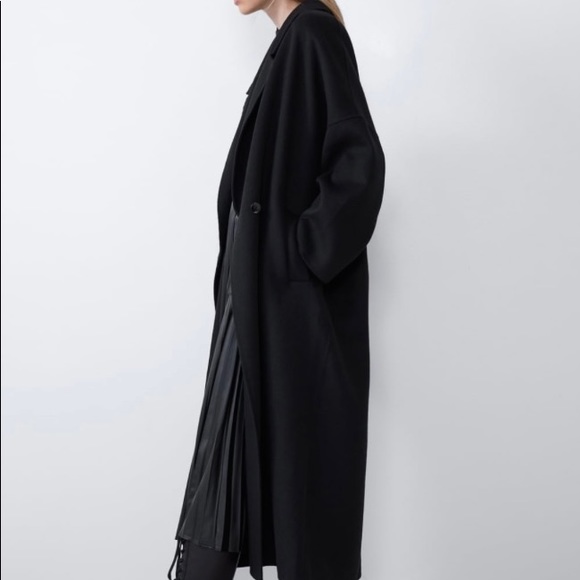 Zara Black Oversized Wool Coat. NWT. Size M-Large. - Picture 8 of 8